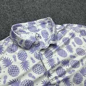 Deolax Performance Golf Tropical Pineapple Purple Polo Shirt